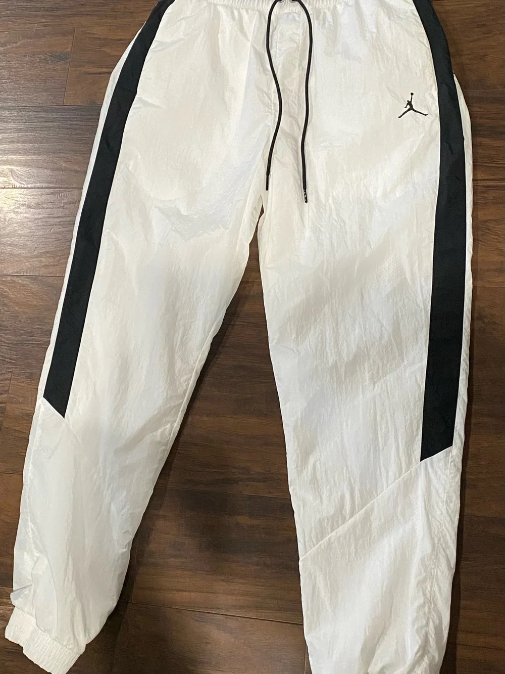 Jordan White Track Pants with Black Side Stripe